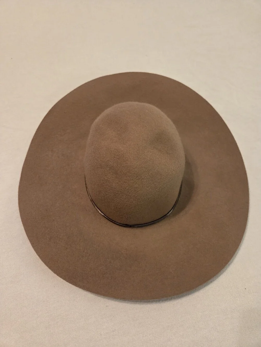 TARGET Euro Summer 100% Wool Tan Chain Accent Wide Brim Floppy Sun Hat Womens OS